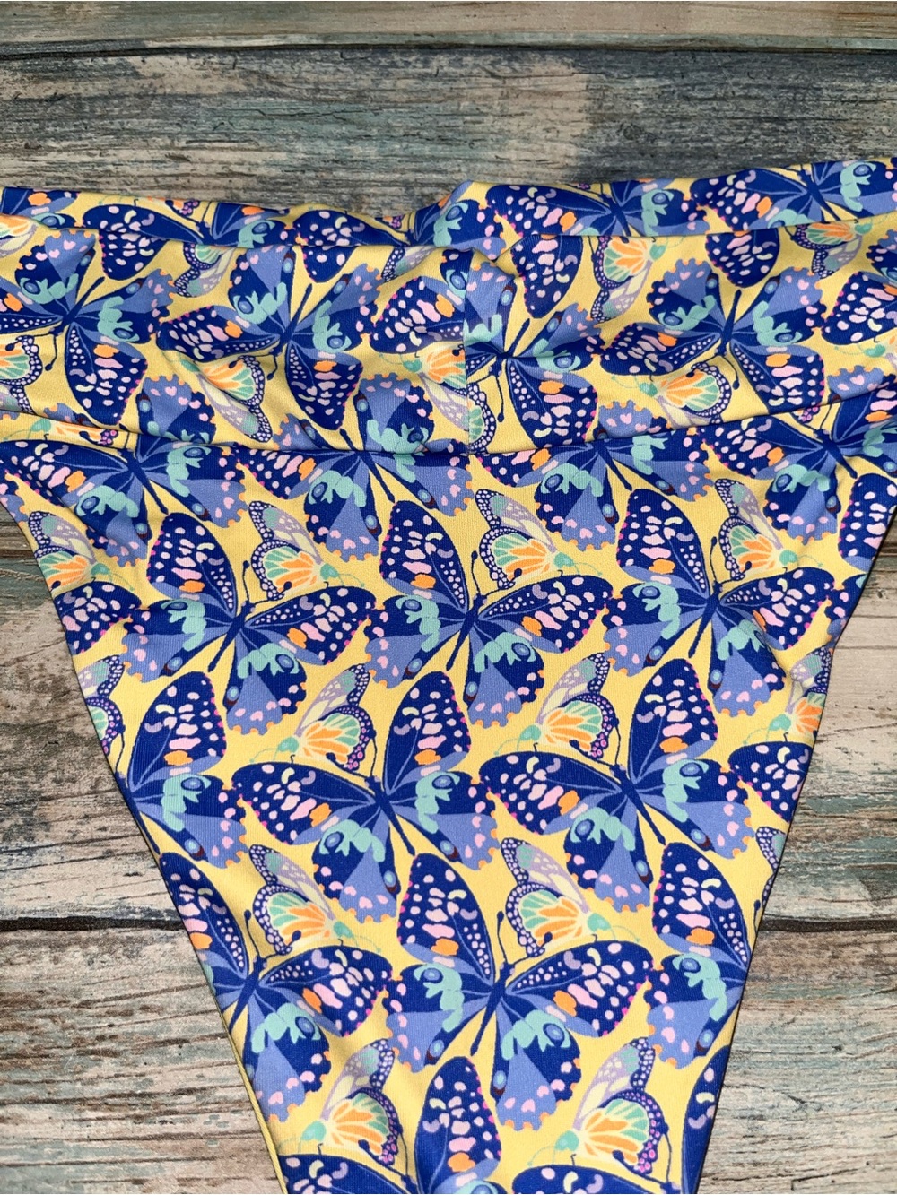 Frankies Bikinis Floral Bikini Bottoms Blue Yellow Cheeky Swim Medium - Picture 6 of 6